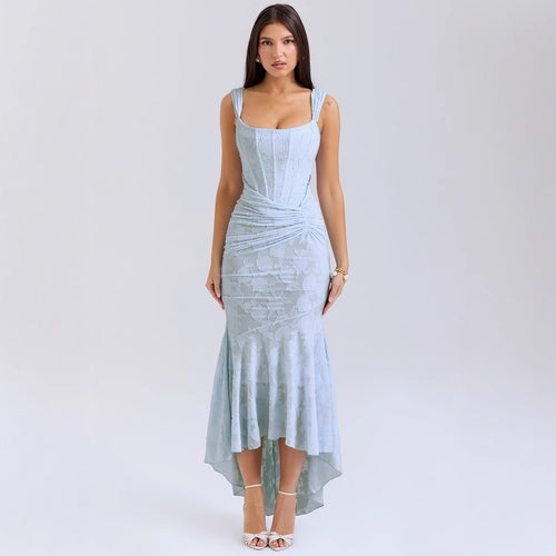 Damen Elegantes Maxikleid mit raffinierten Rüschen und schmeichelndem Schnitt R&B