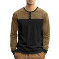 Herren Langarm-Henley-Shirt mit modernem Colorblock-Design und Knopfleiste R&B
