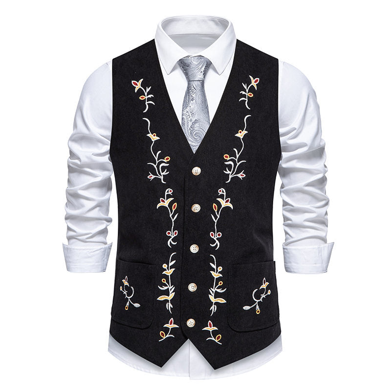 Herren elegante Weste mit floralem Design und praktischen Taschen R&B