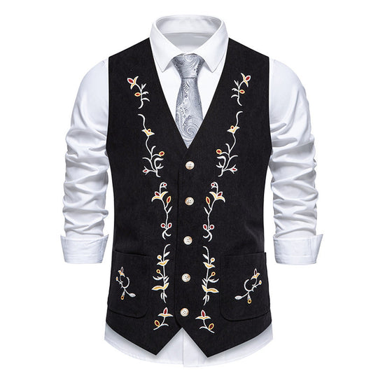 Herren elegante Weste mit floralem Design und praktischen Taschen R&B