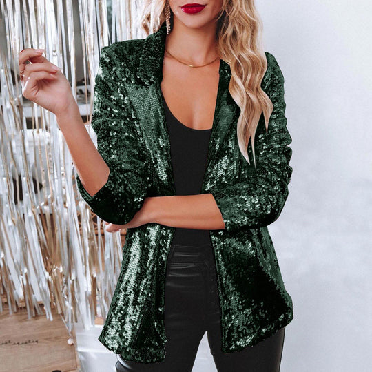 Damen Paillettenjacke mit weitem Schnitt und eleganten Details R&B