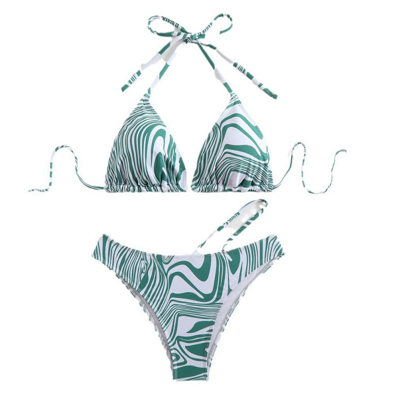 Damen Triangel-Bikini mit asymmetrischem Design und verstellbaren Trägern R&B