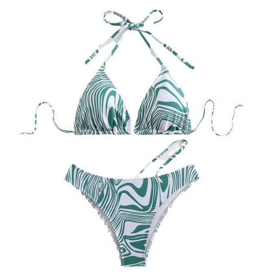Damen Triangel-Bikini mit asymmetrischem Design und verstellbaren Trägern R&B