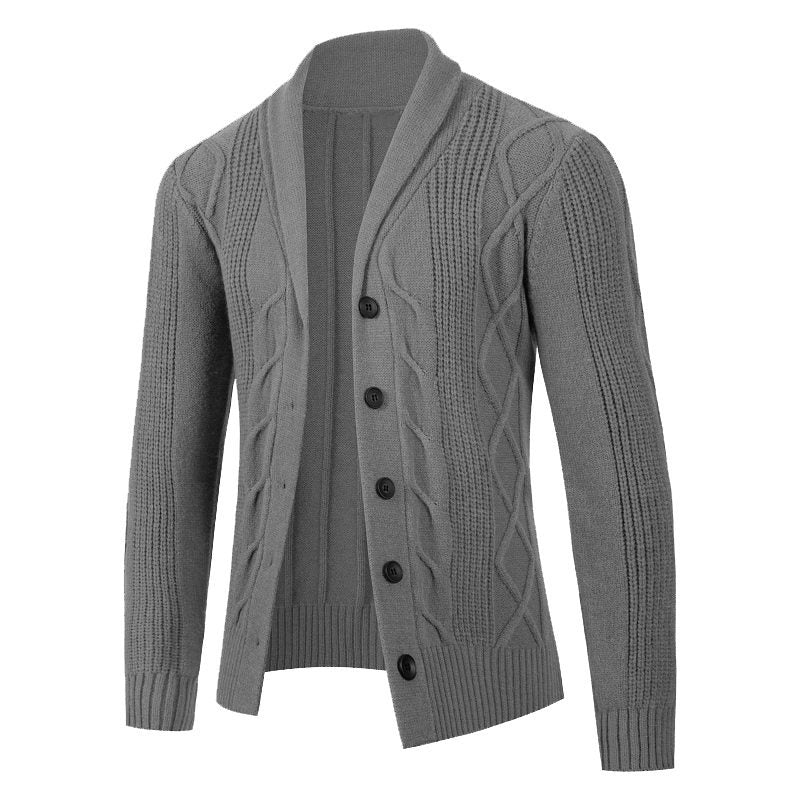 Herren Strickjacke mit modischem Zopfmuster und strukturierter Textur R&B