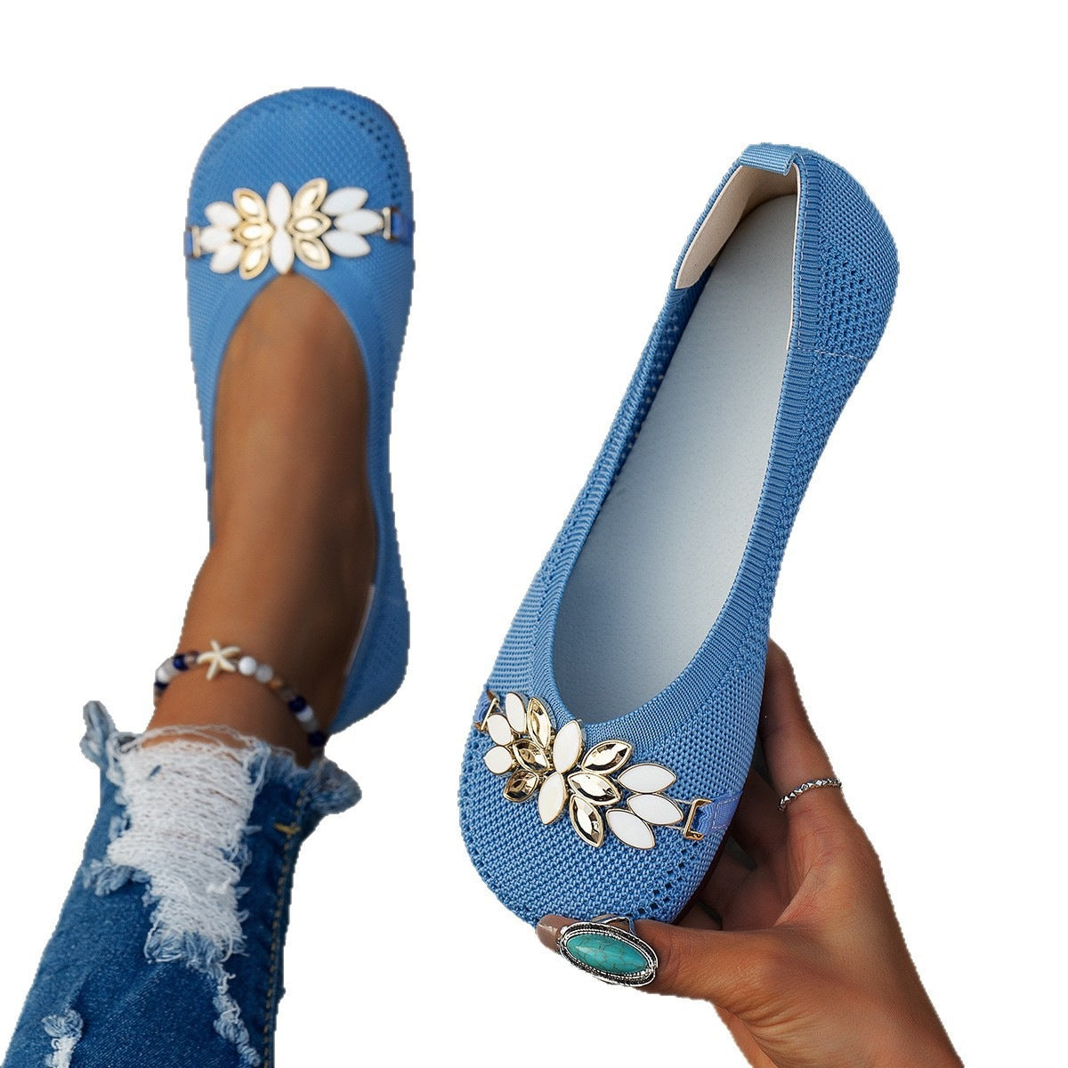 Damen Elegante Sneaker mit floralem Design und atmungsaktivem Obermaterial R&B