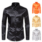 Herren Elegantes Satin-Hemd mit glänzender Oberfläche und modernem Schnitt