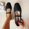 Damen eleganter Ballerina mit floralem Spitzenoberteil R&B