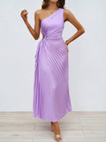 Damen Plissiertes Maxikleid mit asymmetrischem Schnitt und eleganter Drapierung R&B