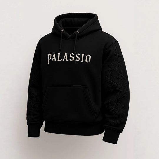 Unisex nan Premium-Hoodie mit tonaler Reliefstickerei an den Ärmeln, doppelter Kapuze und Kängurutasche R&B