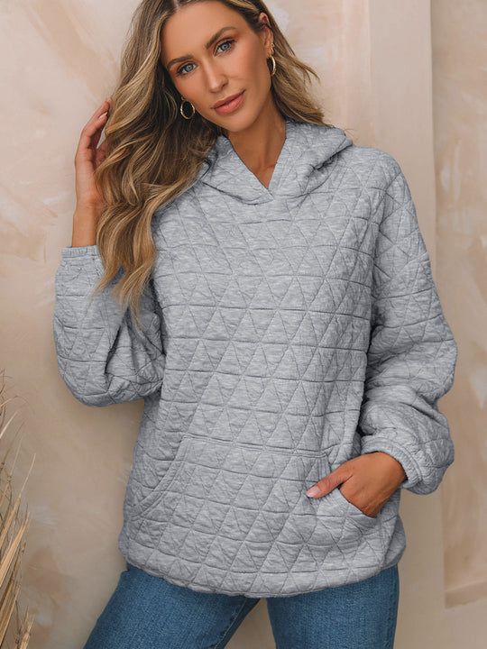 Damen Kapuzenpullover mit strukturiertem Steppmuster und praktischen Taschen R&B