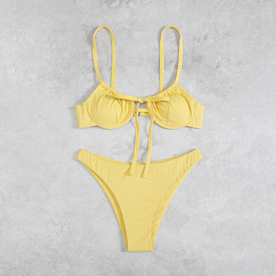 Damen Triangel-Bikini mit verstellbaren Trägern und charmantem Knoten-Detail R&B