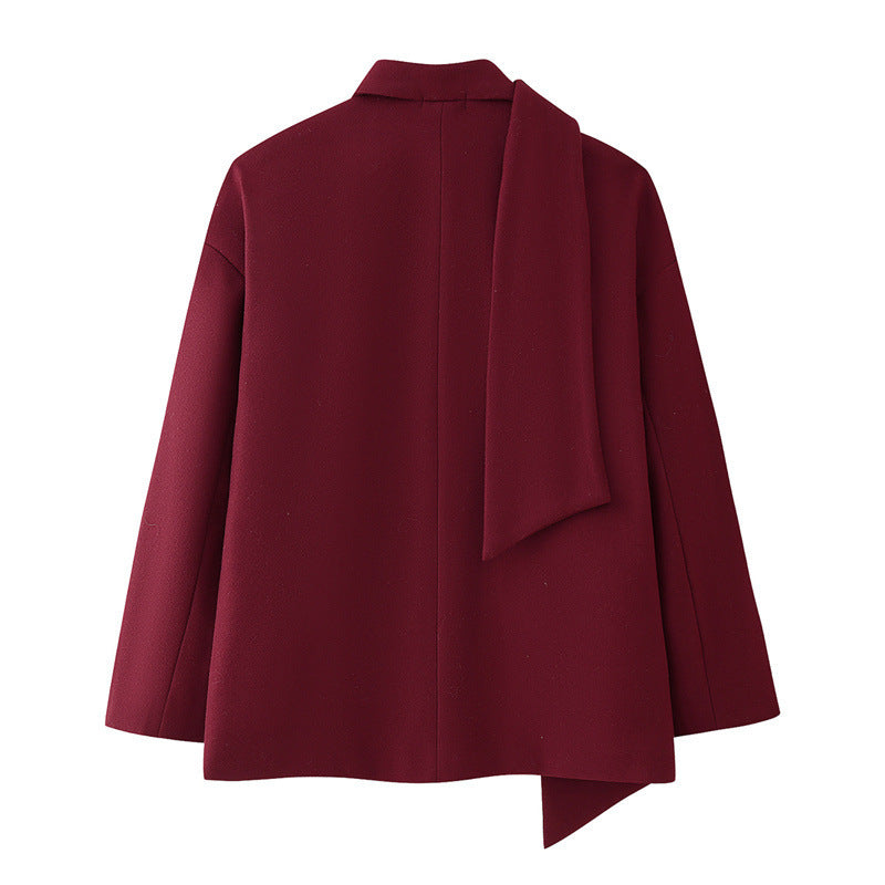 Damen modische Blazerjacke mit abnehmbarer Schalkragen R&B
