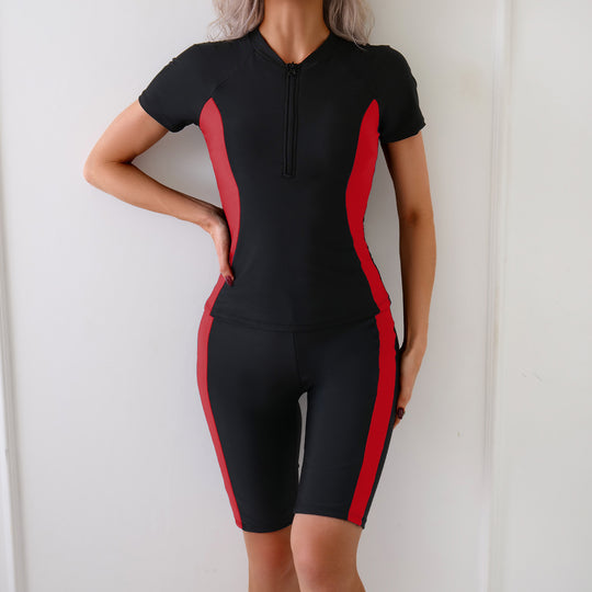 Damen Sportliches Kurzarm-Schwimmanzug R&B