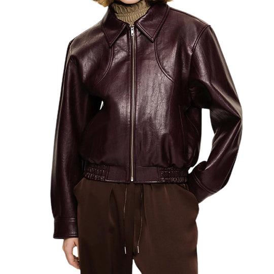 Damen Kunstleder Bomberjacke R&B
