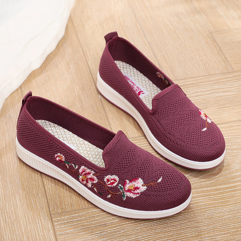 Damen Slip-On Sneaker mit floralem Stickmuster