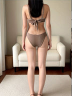 Damen Bikini mit gepolstertem Oberteil und hohem Beinausschnitt R&B