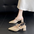 Damen Slingback-Pumps mit eleganter Strass-Applikation und komfortablem Blockabsatz