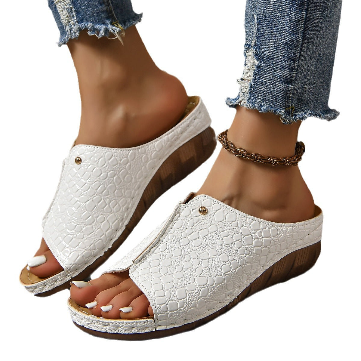 Damen Elegante Clogs mit Krokodilprägung R&B