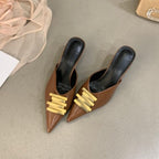 Damen stilvolle Mules mit elastischen Riemchen R&B