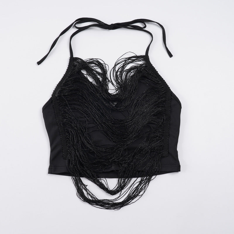 Damen Crop-Top mit eleganten Fransenverzierungen R&B