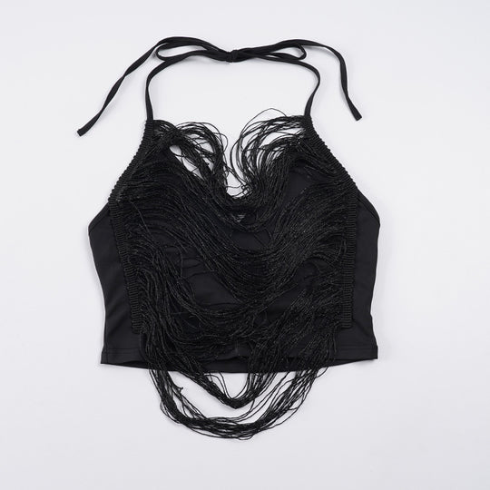 Damen Crop-Top mit eleganten Fransenverzierungen R&B