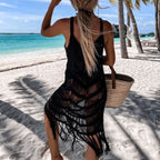 Damen transparenter Häkel-Strandüberwurf R&B