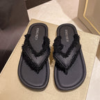 Damen Flip-Flops mit modischem Fransen-Design und komfortabler Sohle EB