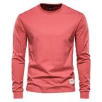 Herren nan klassisches langärmliges Baumwollshirt mit Rundhalsausschnitt und elastischen Bündchen R&B