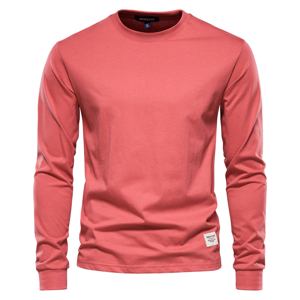 Herren nan klassisches langärmliges Baumwollshirt mit Rundhalsausschnitt und elastischen Bündchen R&B