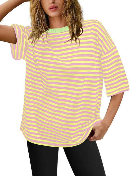Damen Übergrößen T-Shirt mit Streifenmuster R&B