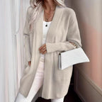Damen lässige Strickjacke mit offenem Schnitt und Seitentaschen R&B