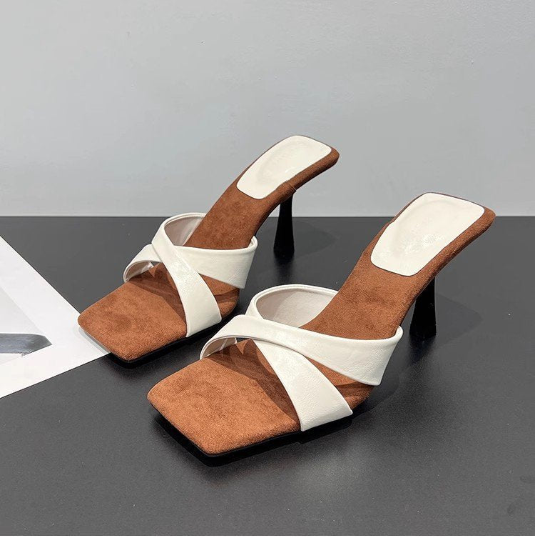 Damen elegante Sling-Pumps mit überkreuztem Riemendesign und hohen Absatz R&B