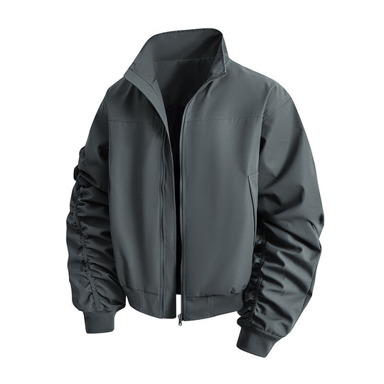 Damen elegante Bomberjacke mit strukturierten Ärmeln und modernem Stehkragen R&B