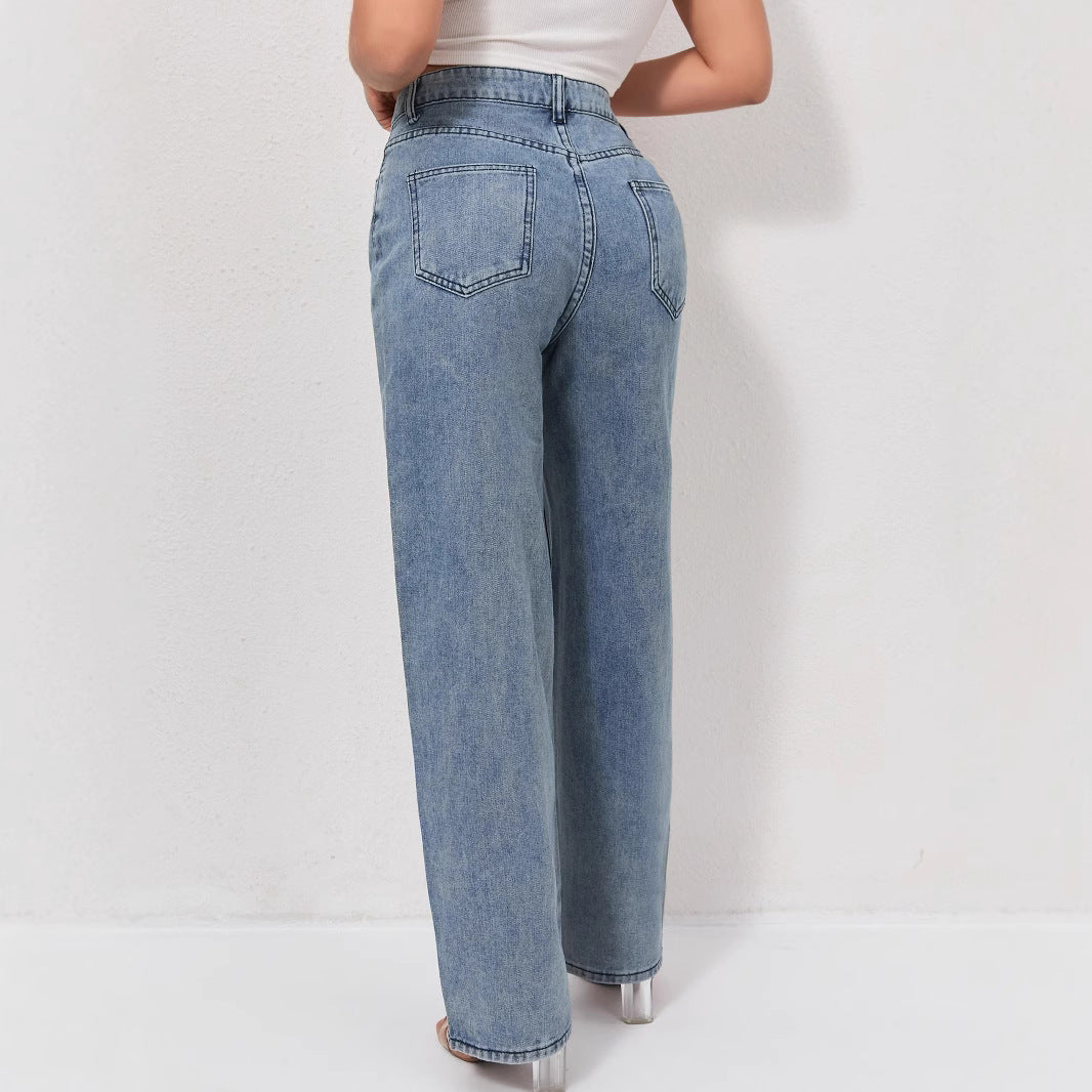 Damen Weite Jeans mit auffälligen Schmetterlings-Prints R&B