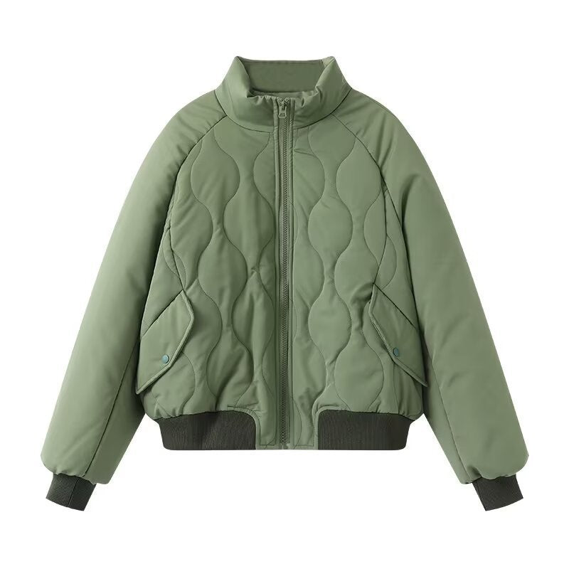 Damen Steppjacke im sportlichen Design mit hohem Kragen und elastischen Bündchen R&B