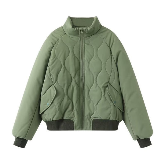 Damen Steppjacke im sportlichen Design mit hohem Kragen und elastischen Bündchen R&B