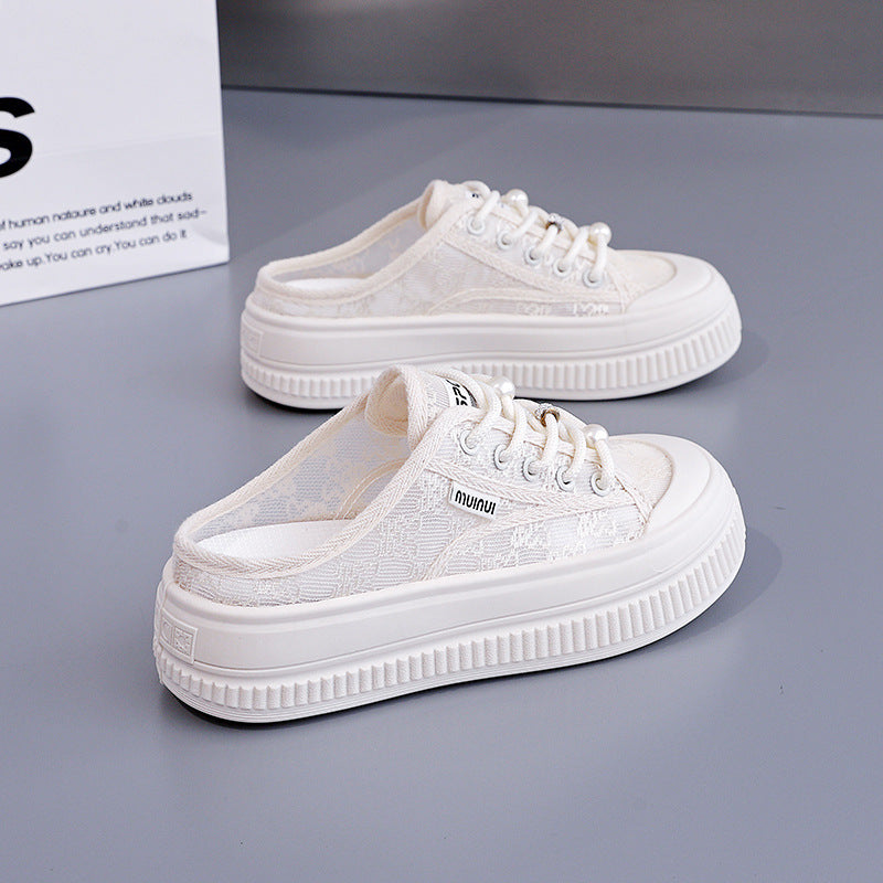 Damen Modische Sneakers mit eleganter Spitzenstruktur und leichter Dämpfung R&B