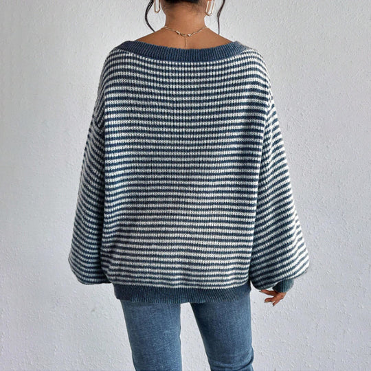 Damen lässiger Oversized-Pullover mit asymmetrischem Schnitt und modernem Gewebe R&B