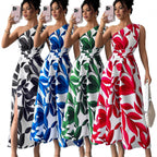 Damen Maxikleid mit asymmetrischem Schnitt und floralem Design R&B
