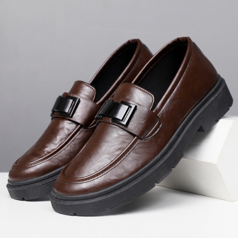Herren Elegante Leder Slipper mit modischer Schnalle
