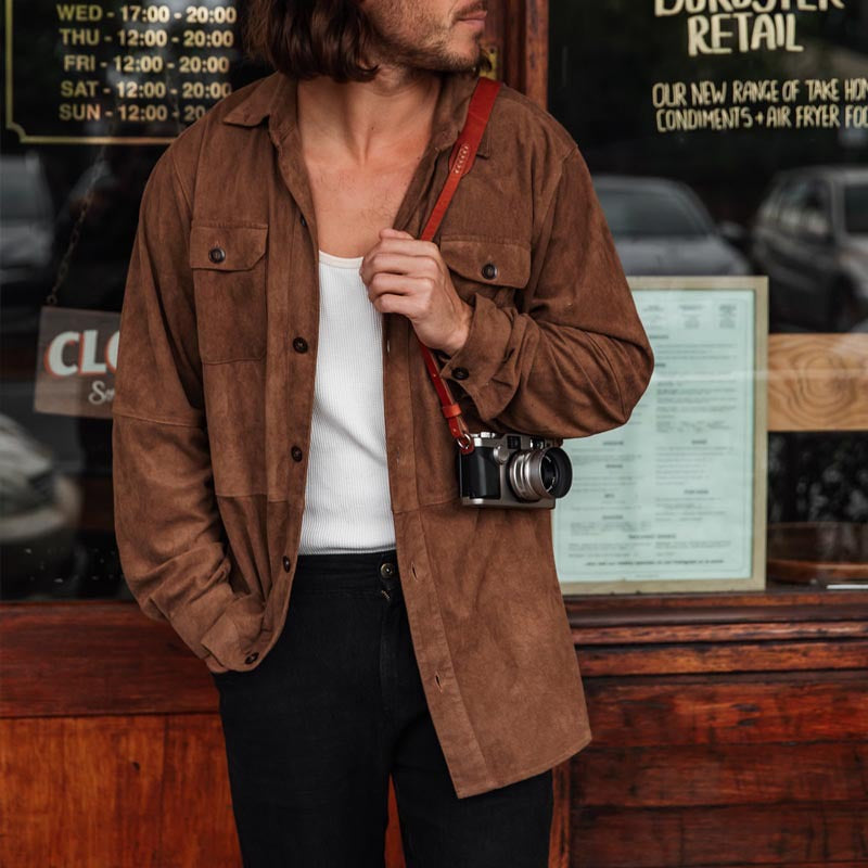 Herren Wildlederlook Hemd