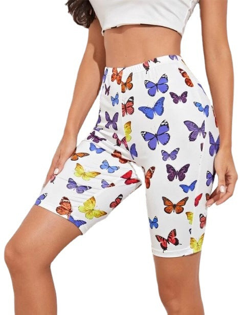 Damen Radhosen mit buntem Schmetterlingsdruck R&B
