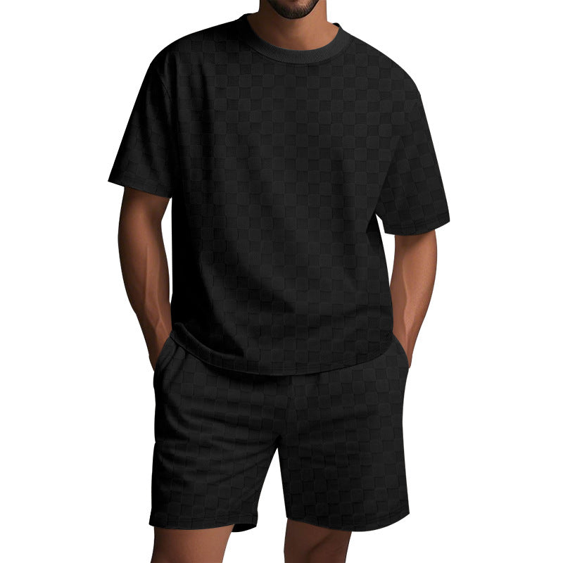 Damen Freizeit-Set mit strukturiertem T-Shirt und Shorts R&B