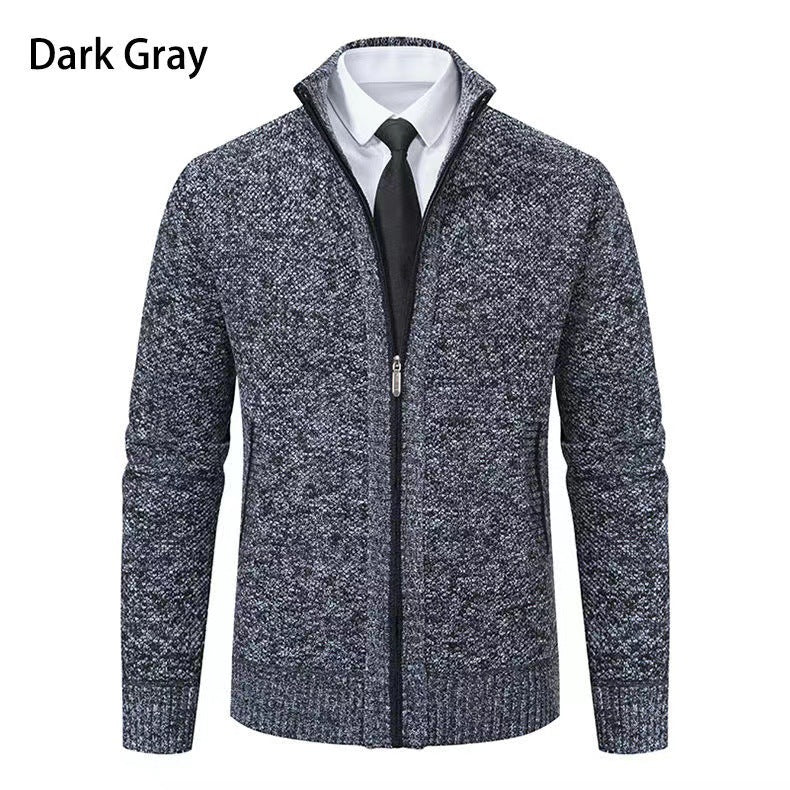 Herren modische Strickjacke mit hohem Kragen und durchgehendem Reißverschluss R&B
