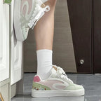 Damen Modische Sneaker mit floralem Design und dicker Sohle R&B