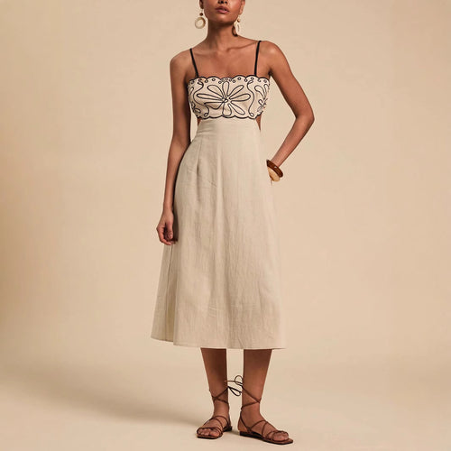 Damen luftiges Maxikleid mit floralem Oberteil R&B