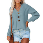 Damen Strickpullover mit Knopfdetails und lässigem Schnitt R&B