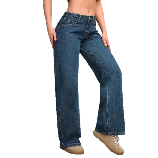 Damen Weite High-Waist Jeans mit trendigem Flared-Schnitt R&B