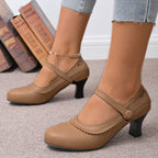Damen Absatzschuhe mit verstellbarem Riemen und eleganter Schnalle