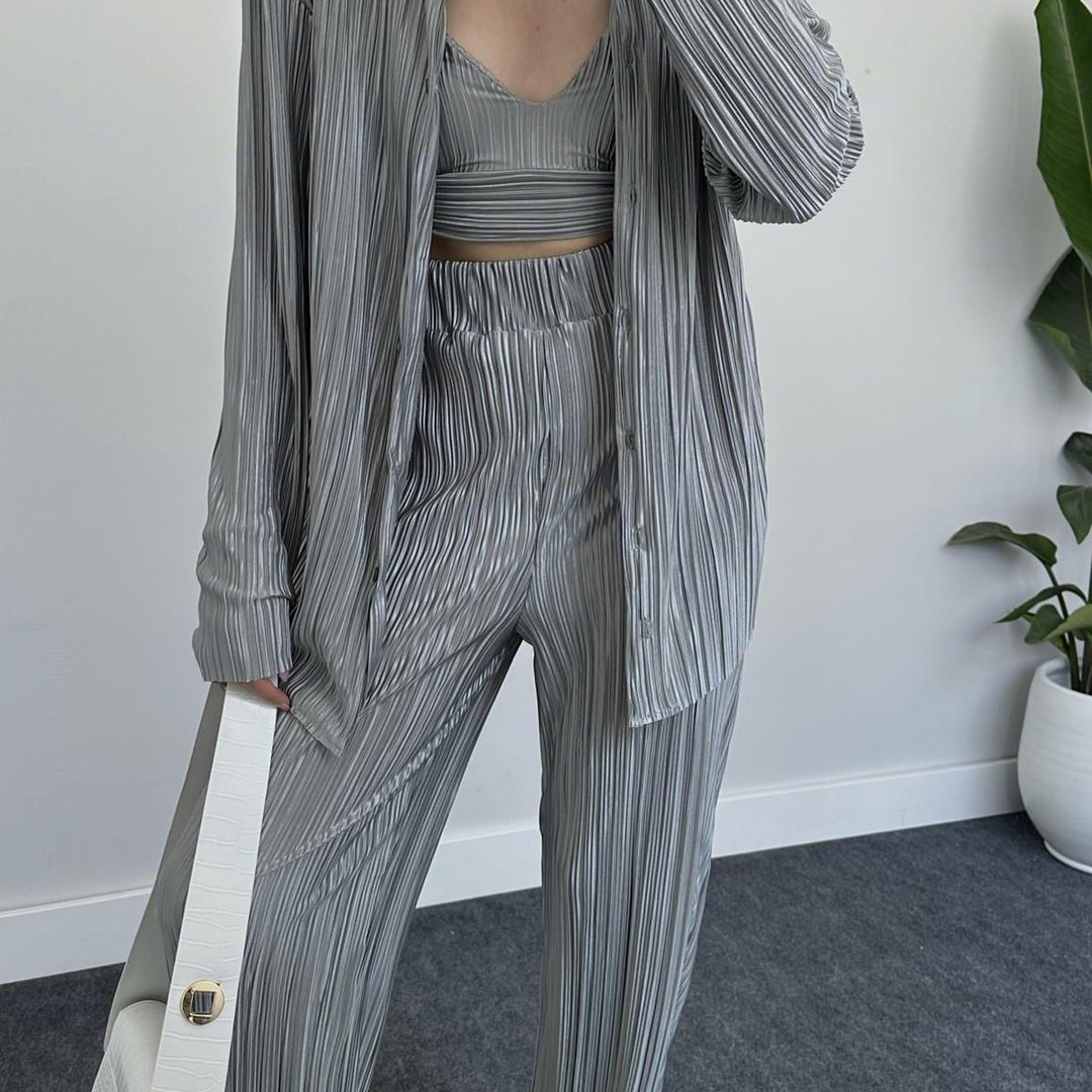 Damen elegantes Loungewear Set mit schicker Streifenoptik und weitem Schnitt R&B